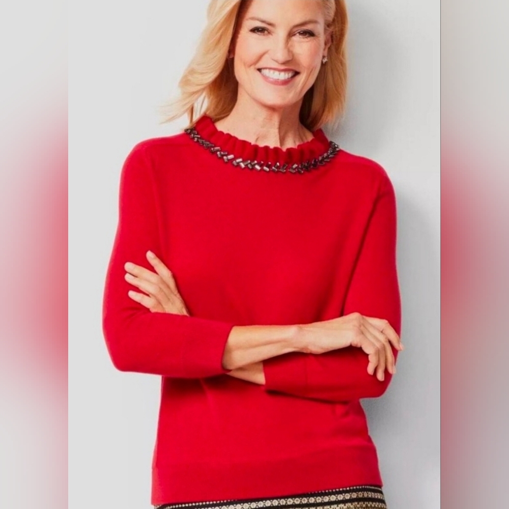 Talbots Ruffle Embellished Sweater Small - Picture 4 of 16